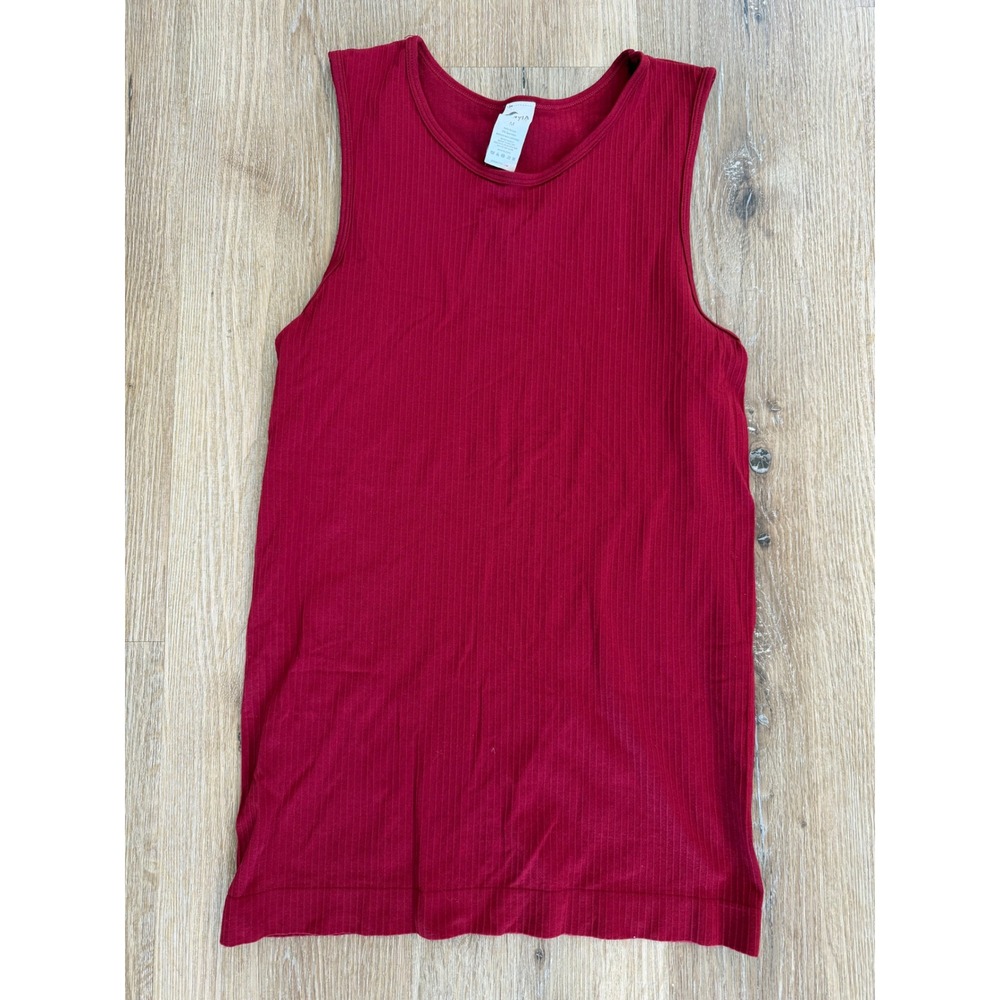 Zyia Active‎ Tank Top Womens M Burgundy Red Ribbed Crew Neck Athletic Workout